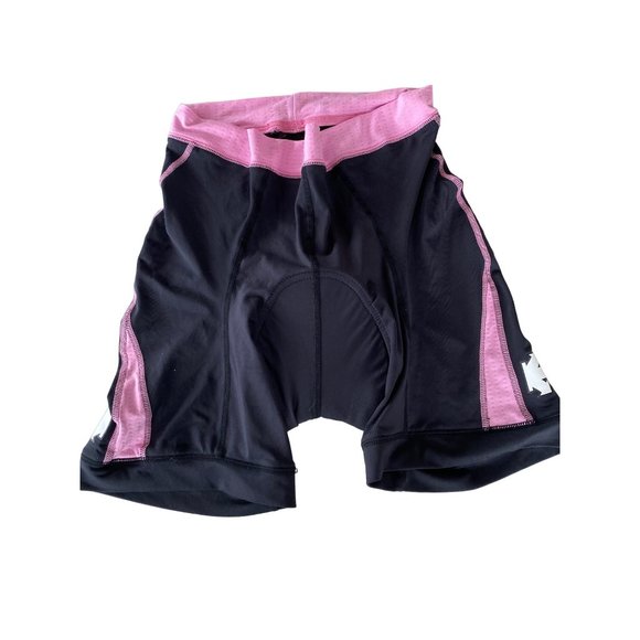 Descente Cycling Shorts Women's L Black/Pink Logo Thick Chamois Racing Riding - Picture 3 of 7